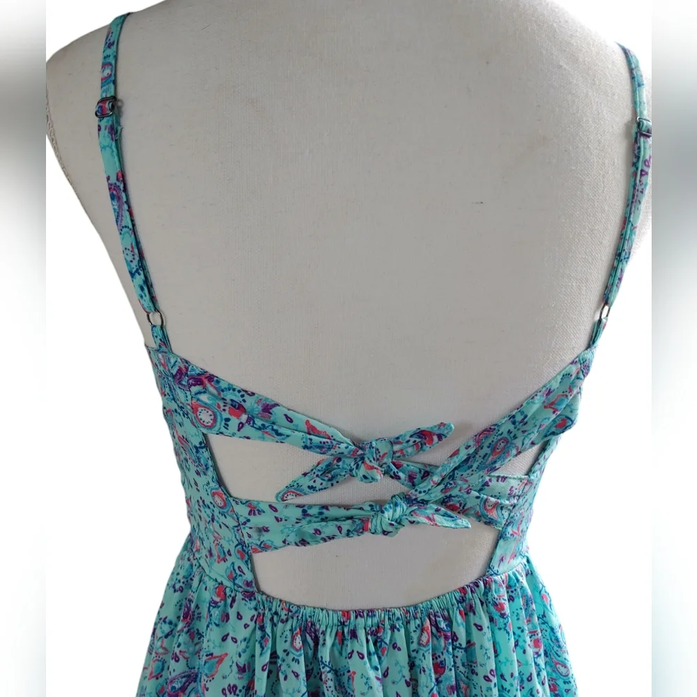 Arizona Jeans Co Maxi Dress Spaghetti Straps Double Tie Back Split Side … - Picture 6 of 11